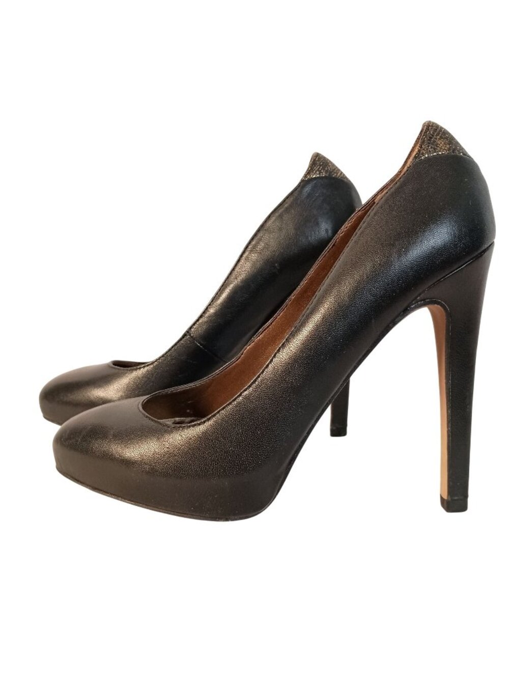 Sam Edelman Black Leather Platform Pumps Womens 4.5 Stiletto High Heel NWOB